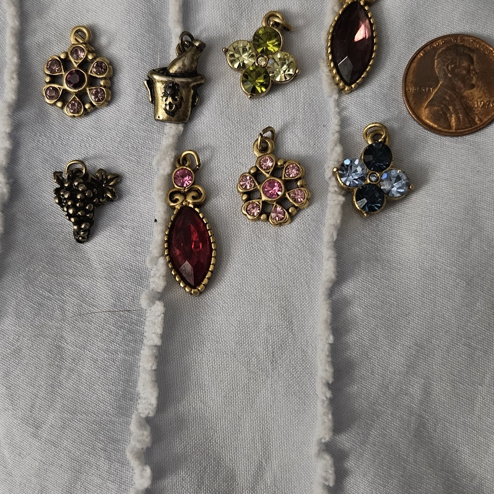 Source Unknown Gold and Jewel-Toned Charm Bracelet Set